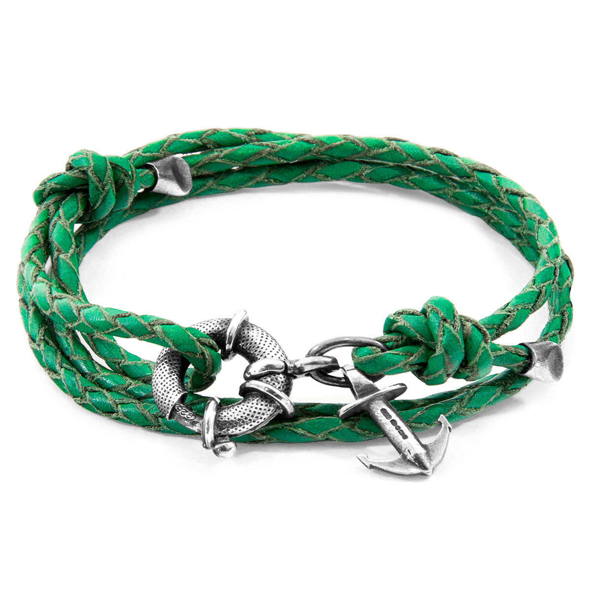 Fern Green Clyde Silver & Leather Bracelet.