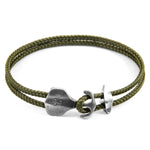 Khaki Green Delta Anchor Silver and Rope Bracelet - Selectique 