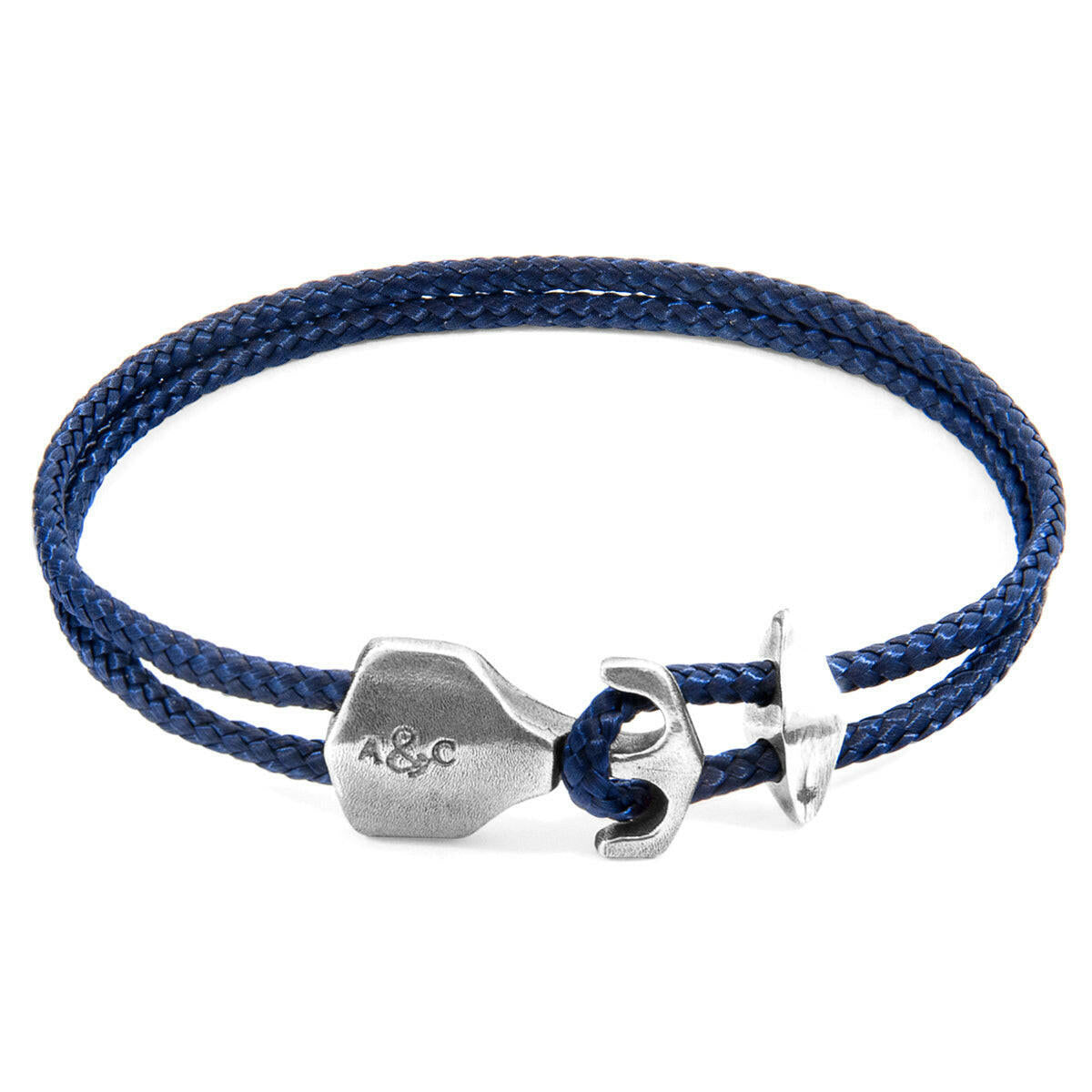 Navy Blue Delta Anchor Silver and Rope Bracelet.