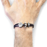 Dark Brown Delta Anchor Silver & Leather Bracelet.