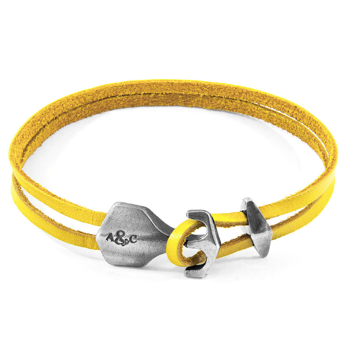 Mustard Yellow Delta Silver & Leather Bracelet.