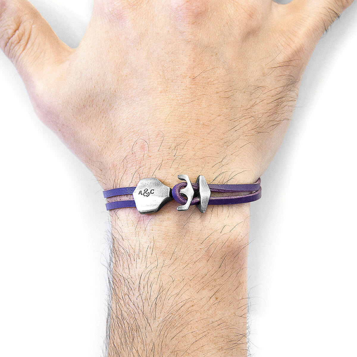 Grape Purple Delta Silver & Leather Bracelet.