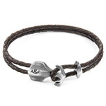 Dark Brown Delta Anchor Silver & Leather Bracelet.