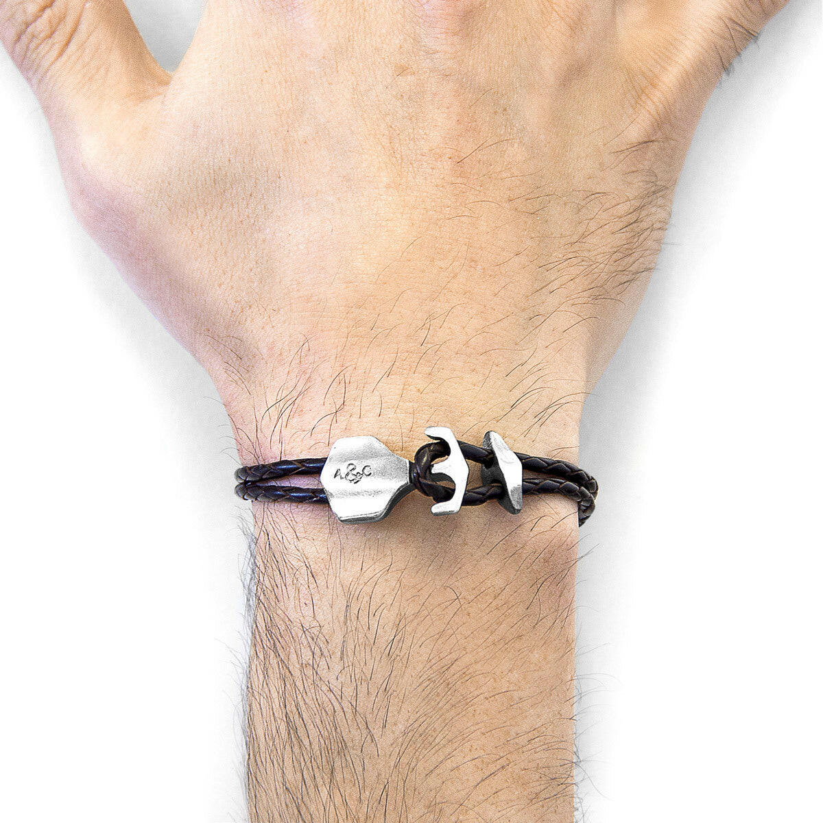 Dark Brown Delta Anchor Silver & Leather Bracelet.