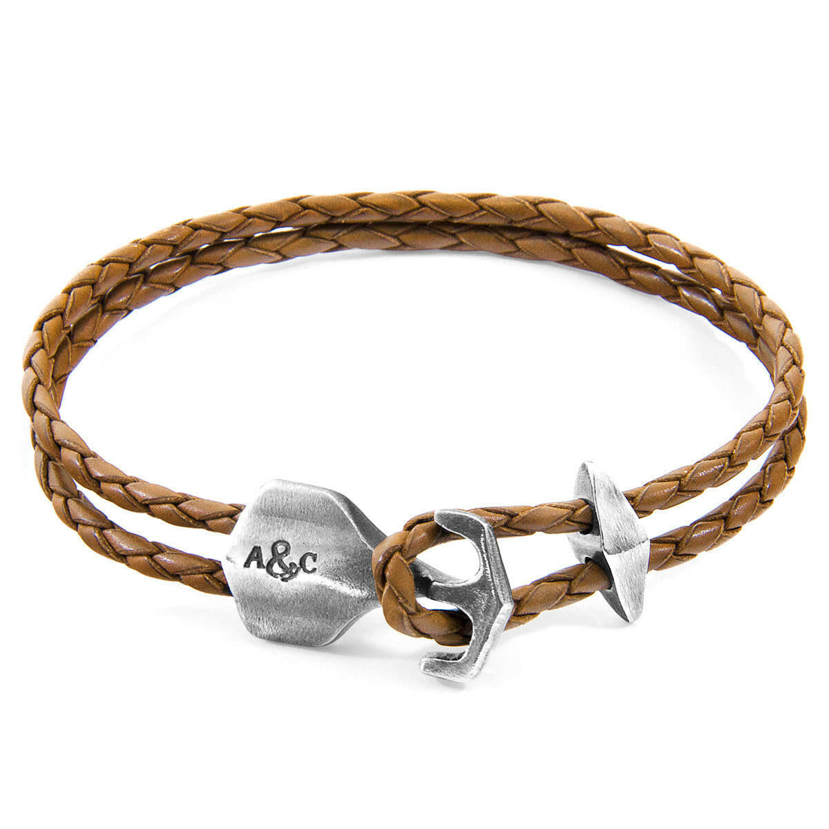 Light Brown Delta Anchor Silver & Leather Bracelet.