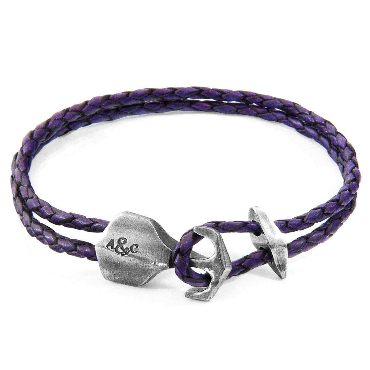 Grape Purple Delta Silver & Leather Bracelet.