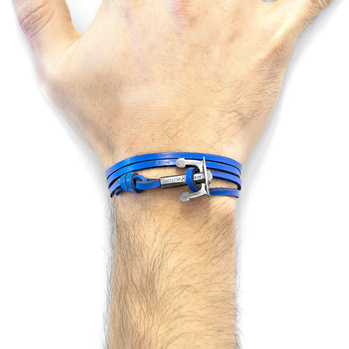 Royal Blue Union Anchor Silver & Leather Bracelet.