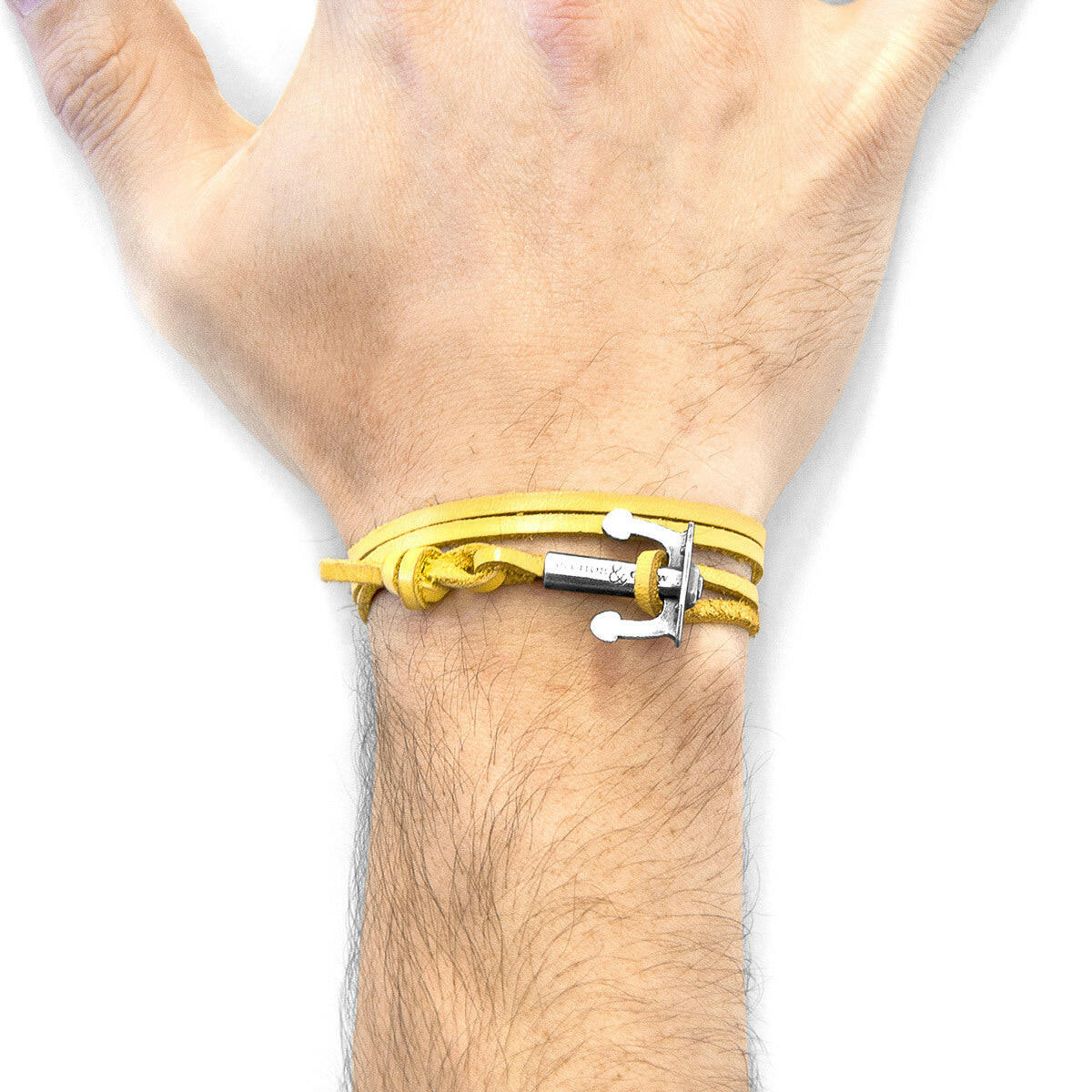 Mustard Yellow Union Silver & Leather Bracelet.