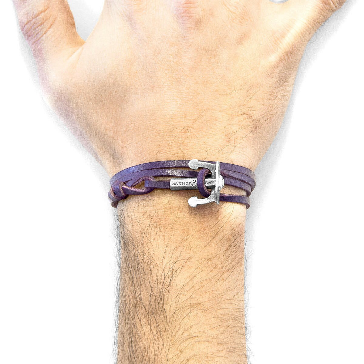 Grape Purple Union Silver & Leather Bracelet.