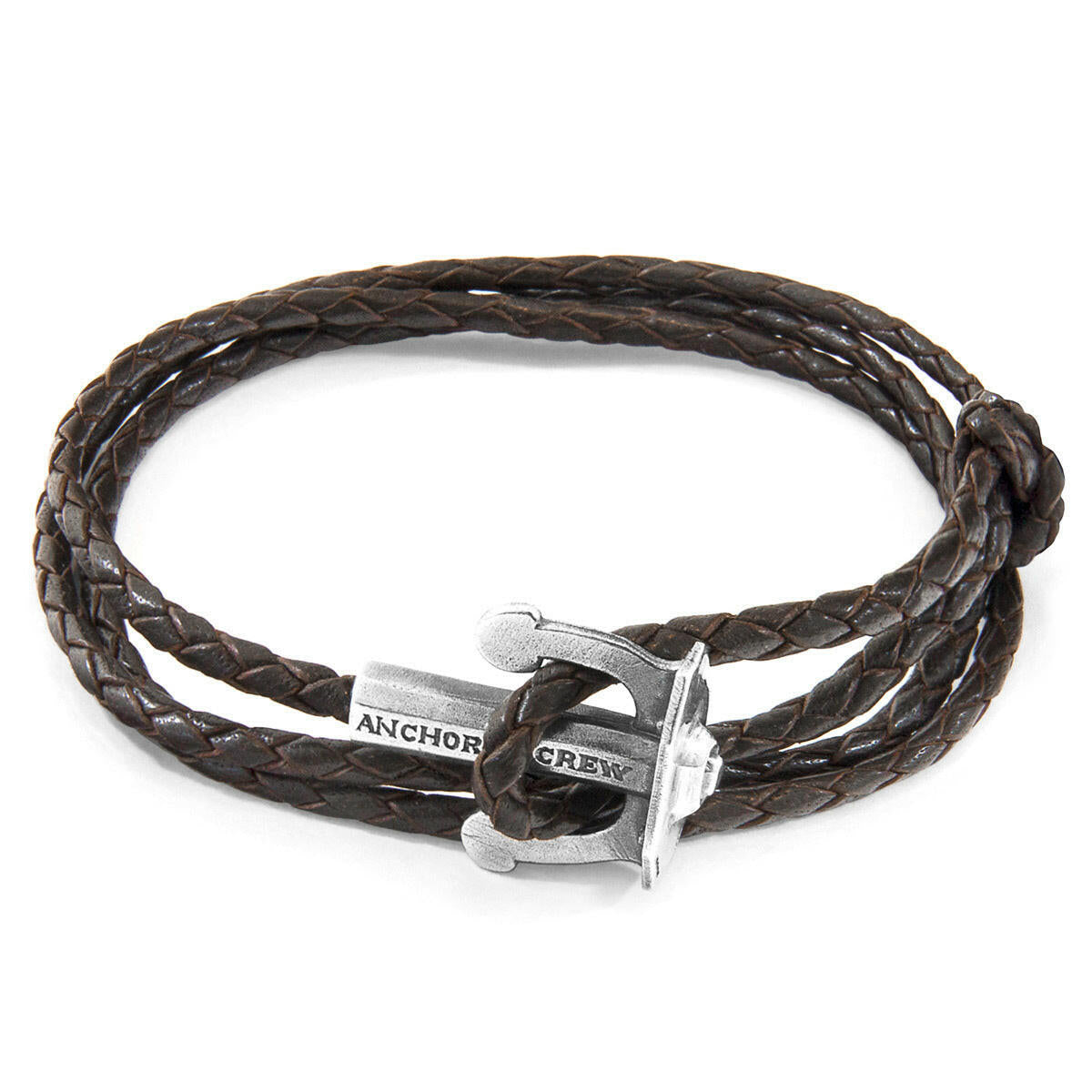 Dark Brown Union Anchor Silver & Leather Bracelet.