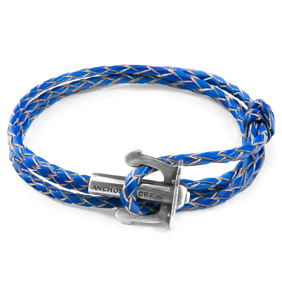 Royal Blue Union Anchor Silver & Leather Bracelet.