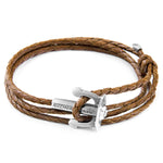 Light Brown Union Anchor Silver & Leather Bracelet.