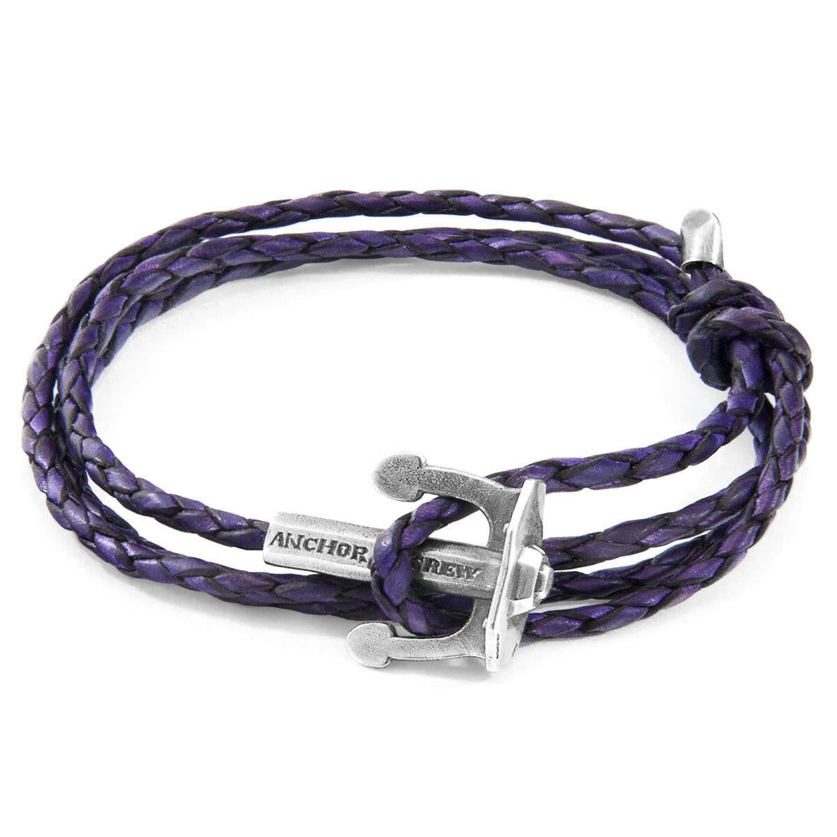 Grape Purple Union Silver & Leather Bracelet.