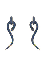 Anaconda Snake Drop Earrings Gold Sapphire.