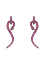 Anaconda Snake Drop Earrings Rosegold Ruby.