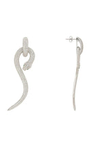 Anaconda Snake Drop Earrings Silver White.