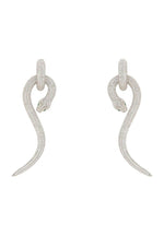 Anaconda Snake Drop Earrings Silver White.