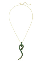 Anaconda Snake Pendant Necklace Gold Emerald.