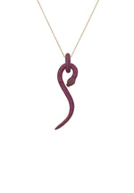 Anaconda Snake Pendant Necklace Rosegold Ruby.