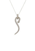 Anaconda Snake Pendant Necklace Silver White.