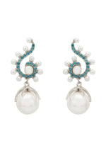 Baroque Pearl Poseidon Gemstone Drop Earrings Aqua Silver.