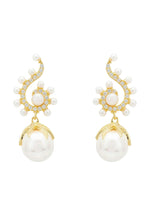 Baroque Pearl Poseidon Gemstone Drop Earrings White Gold.