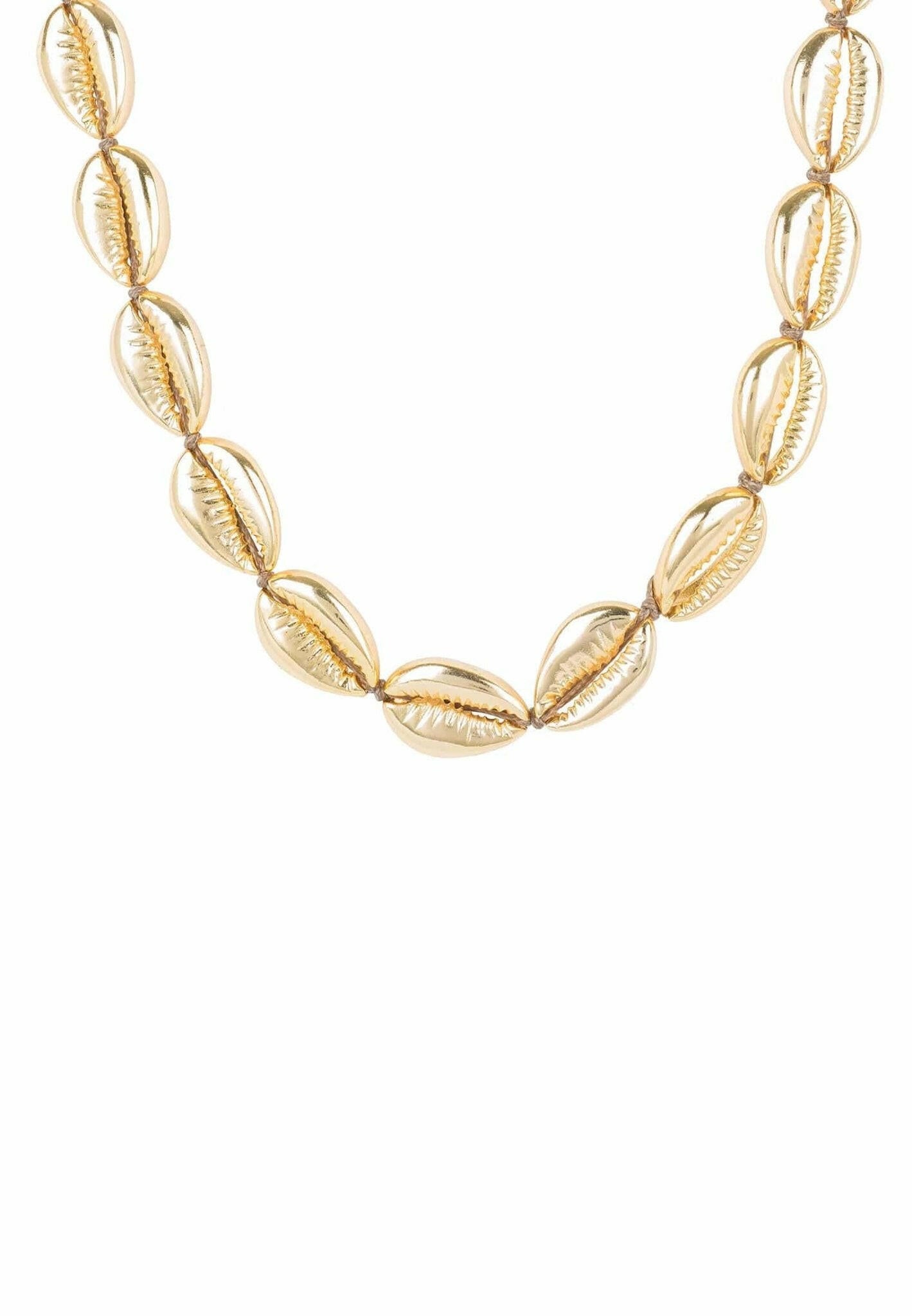 Cowrie Shell Choker Strand Necklace Gold.