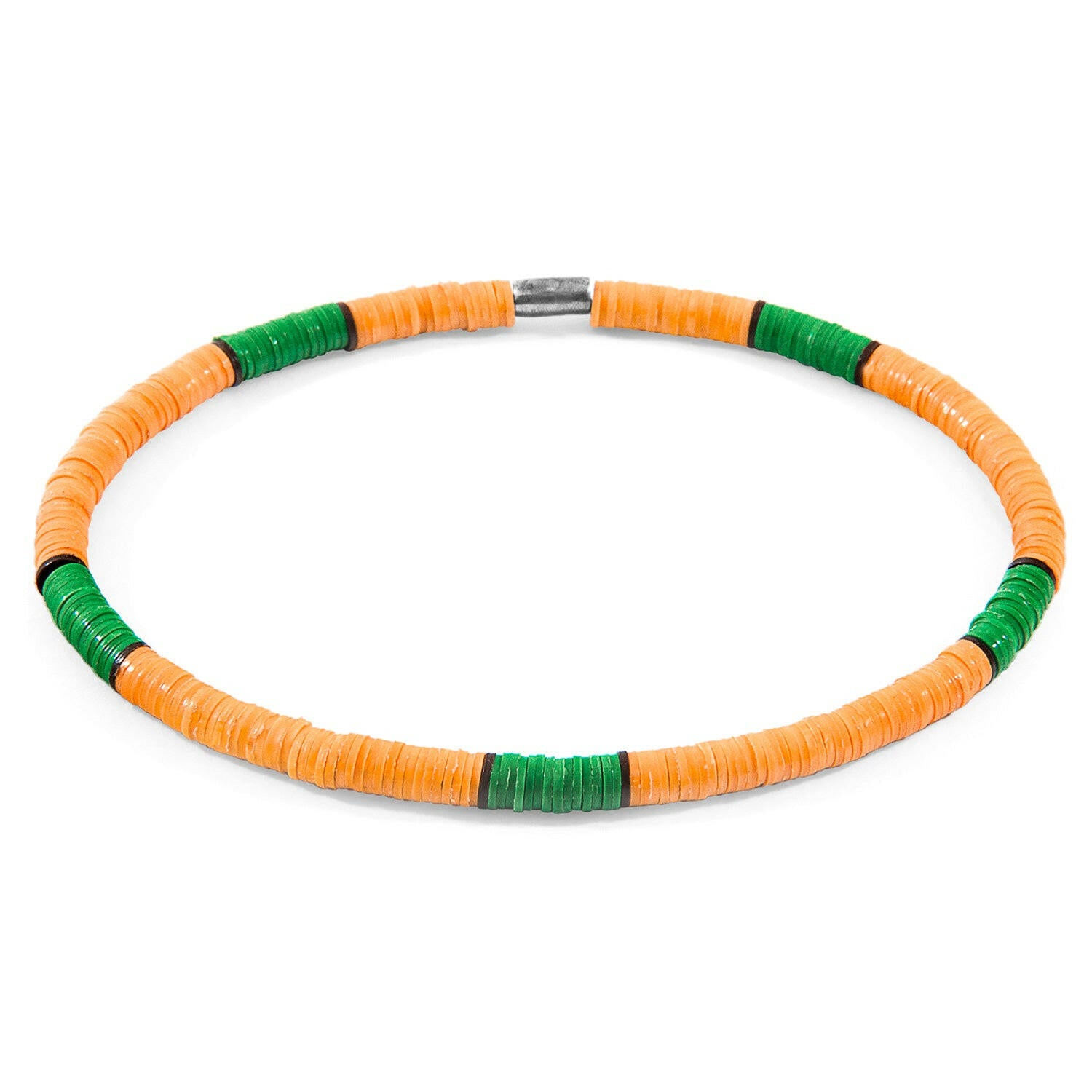 Orange - Green Finley Silver and Vinyl Disc SKINNY Bracelet.