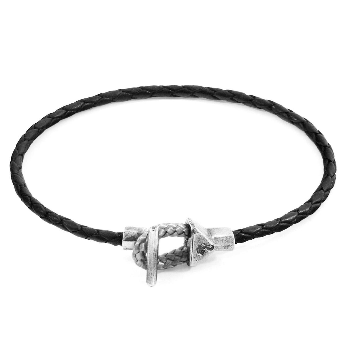 Coal Black Cullen Silver and Braided Leather Bracelet.