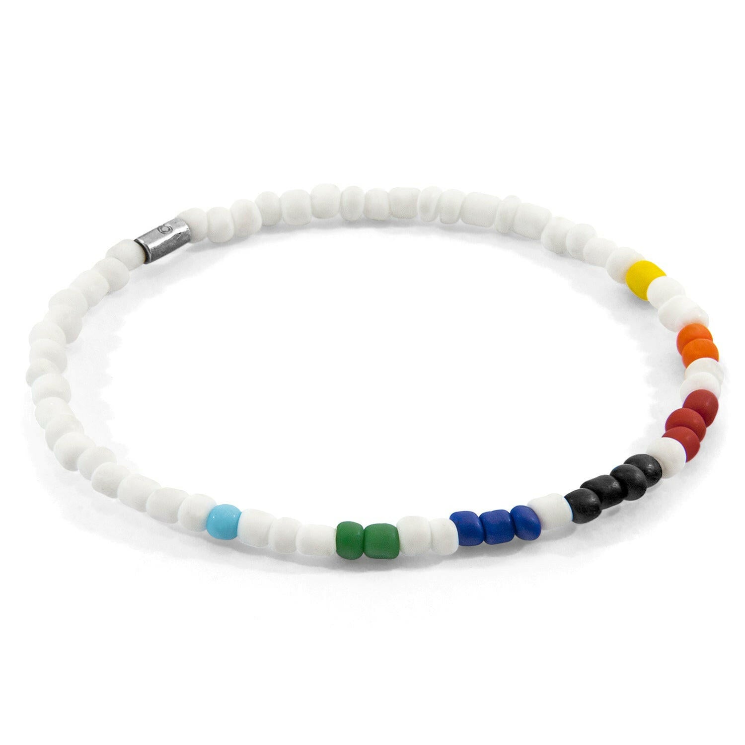 Multicoloured - White Edgar Silver and Glass SKINNY Bracelet.