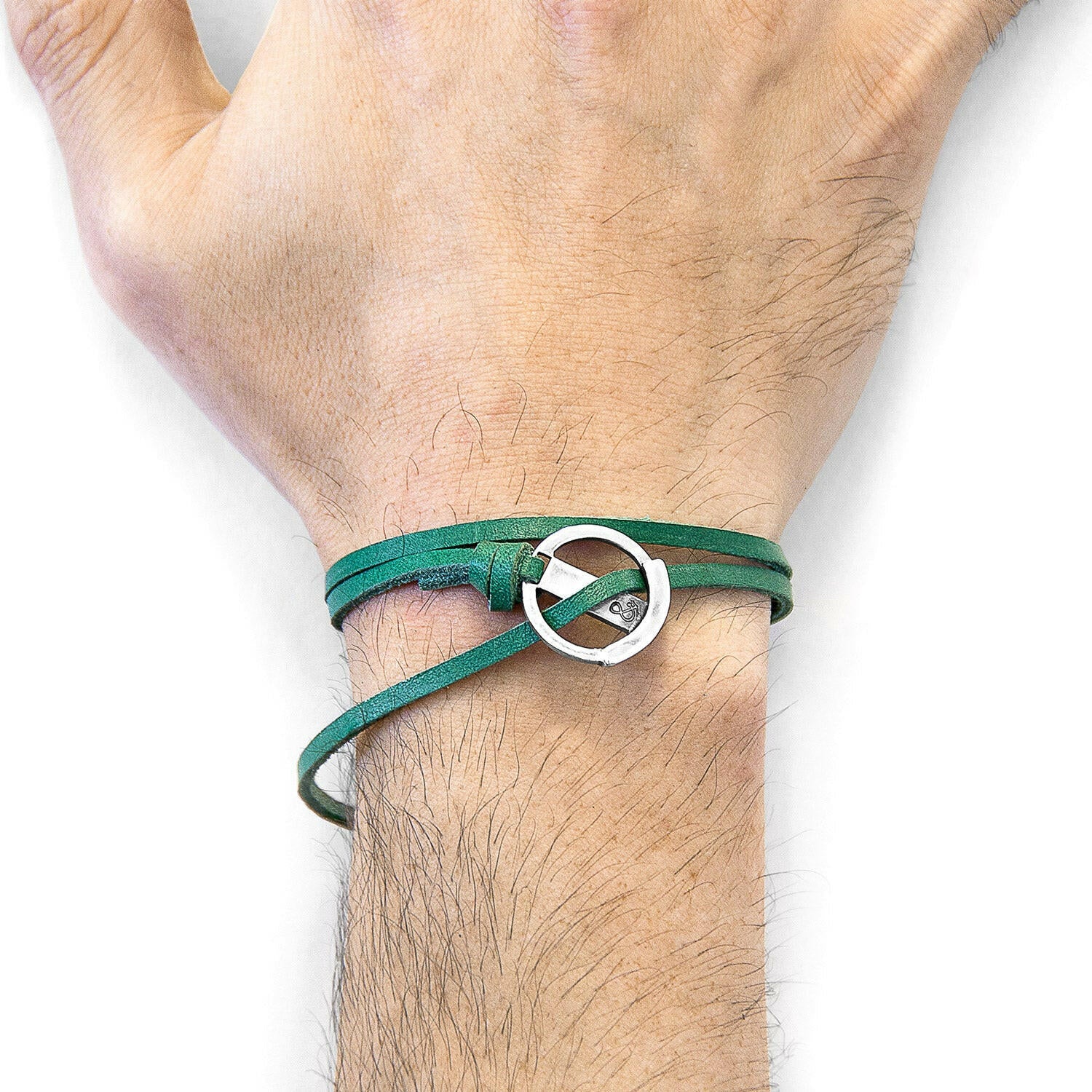 Fern Green Ketch Silver & Leather Bracelet.