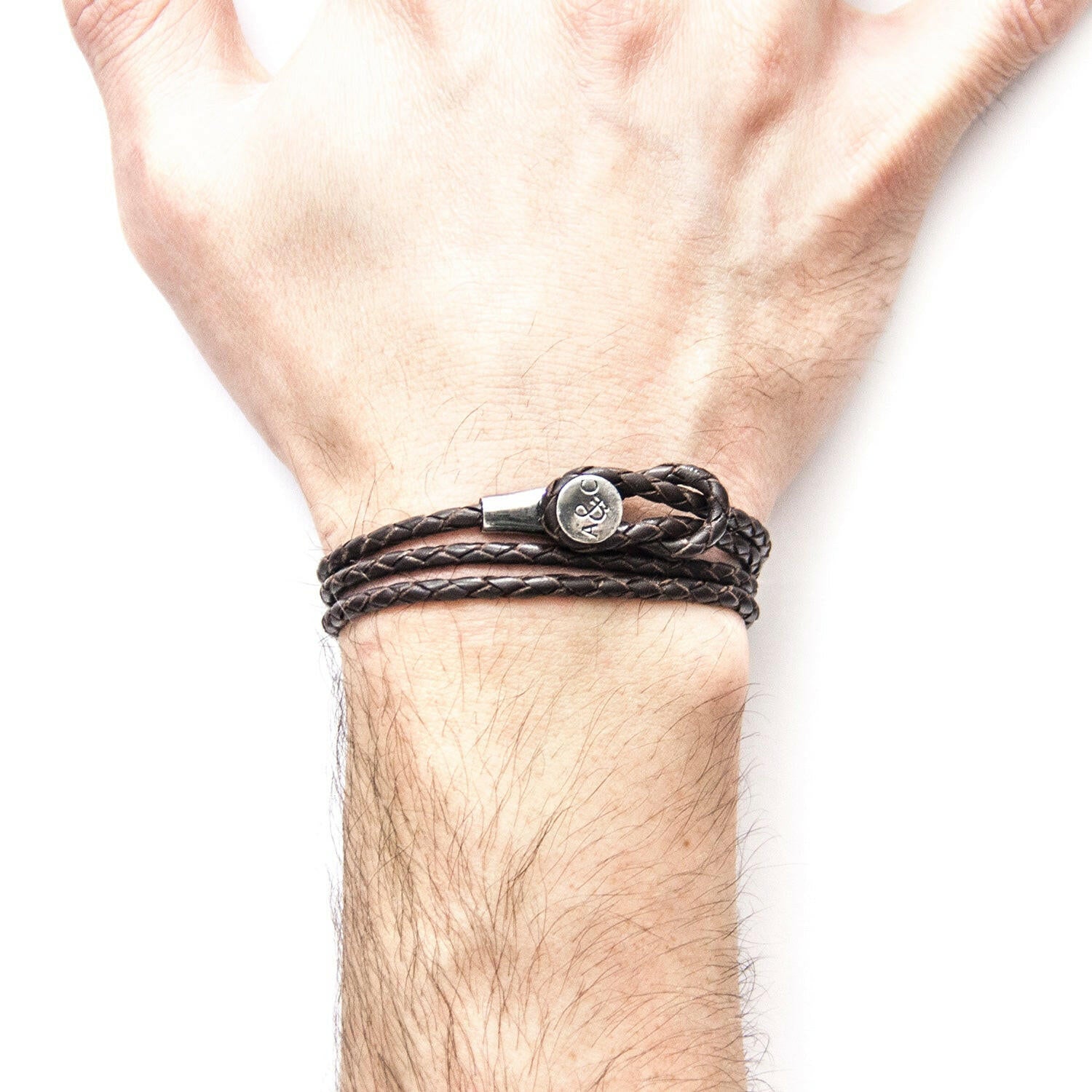 Dark Brown Dundee Silver & Leather Bracelet.