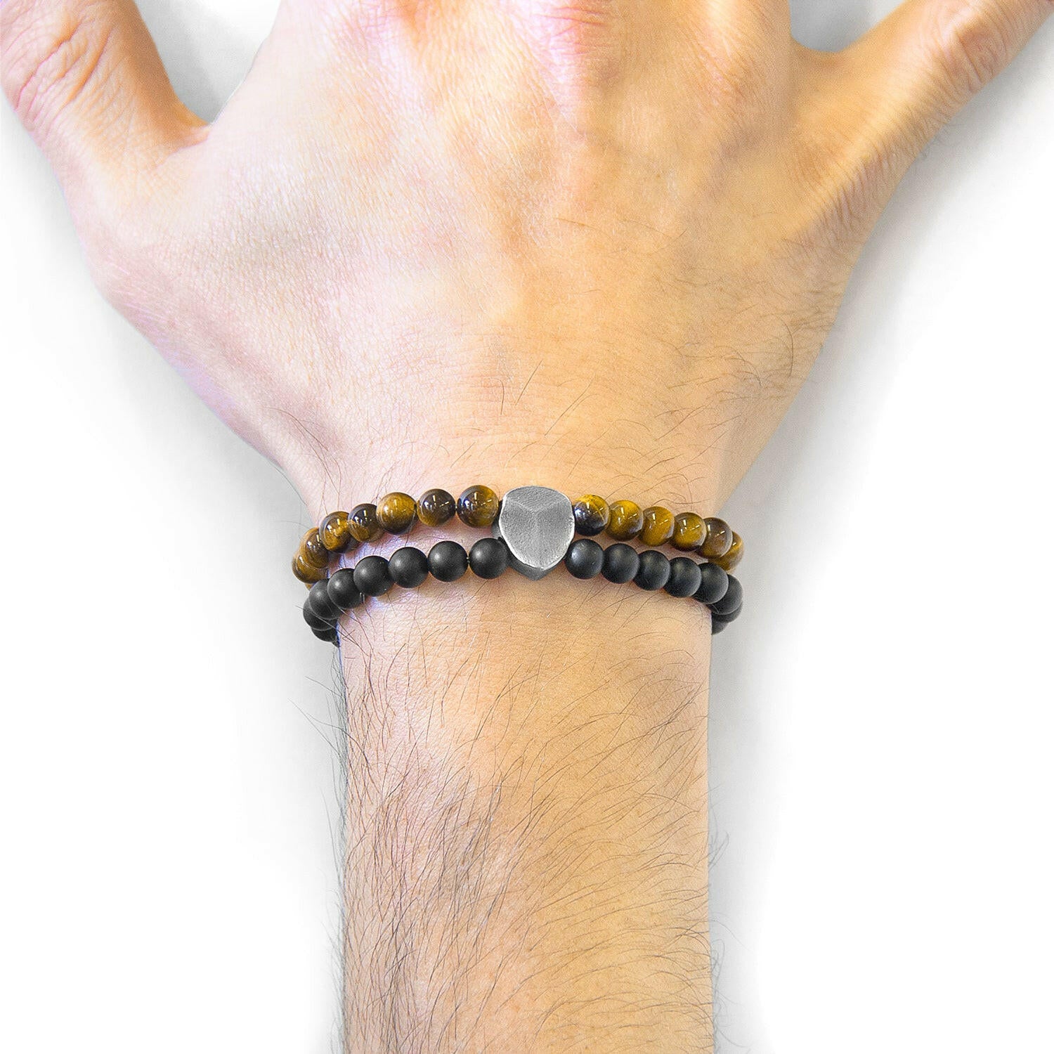 Brown Tigers Eye Iguazu Silver and Stone Bracelet.