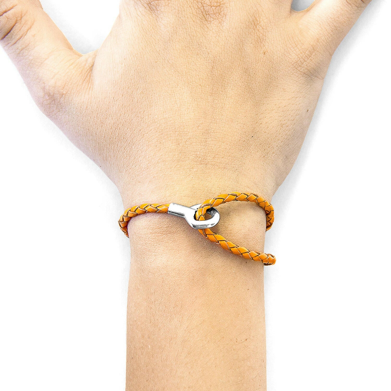 Fire Orange Blake Silver & Leather Bracelet.