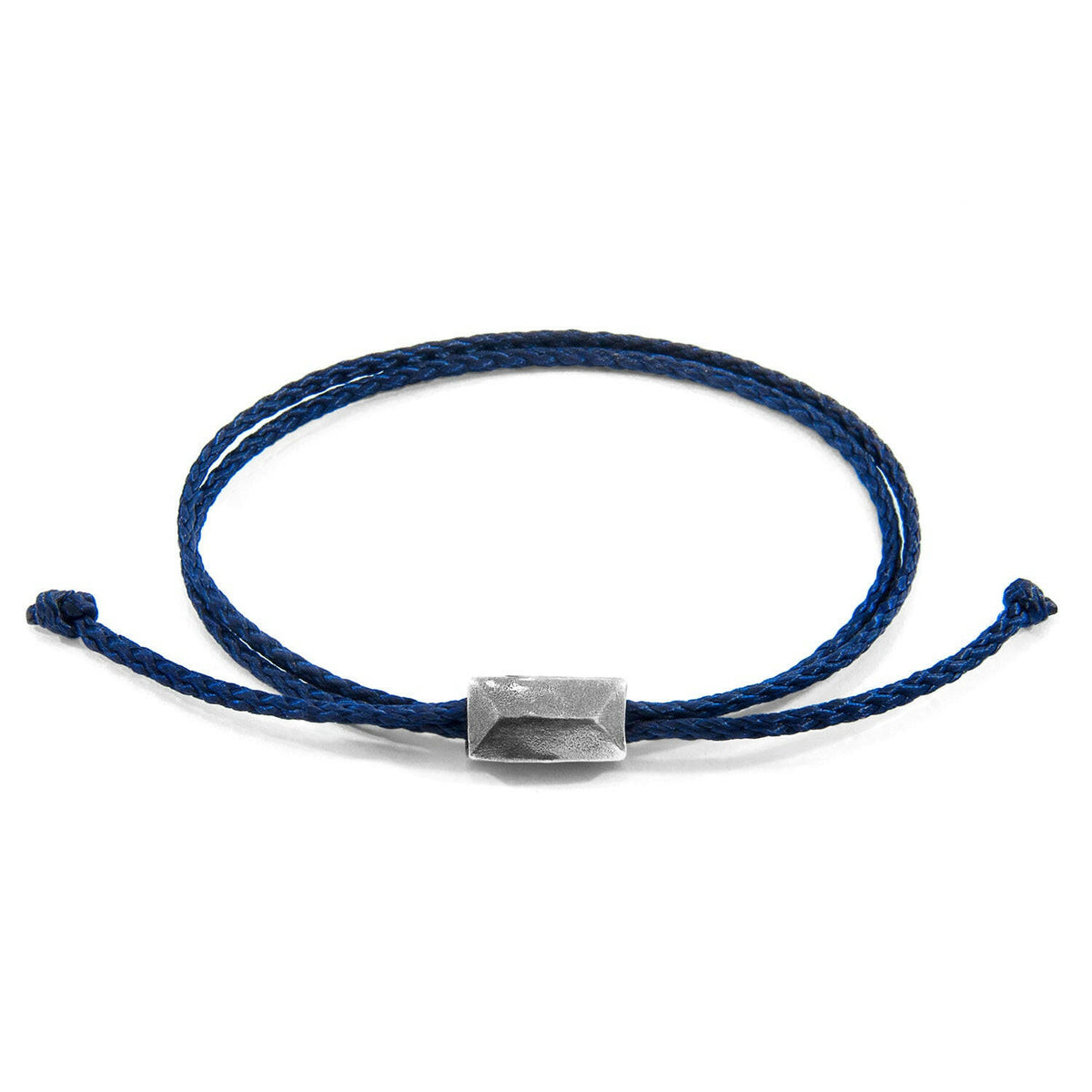 Navy Blue Edward Silver and Rope SKINNY Bracelet - Selectique 