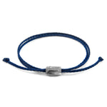 Navy Blue Edward Silver and Rope SKINNY Bracelet - Selectique 