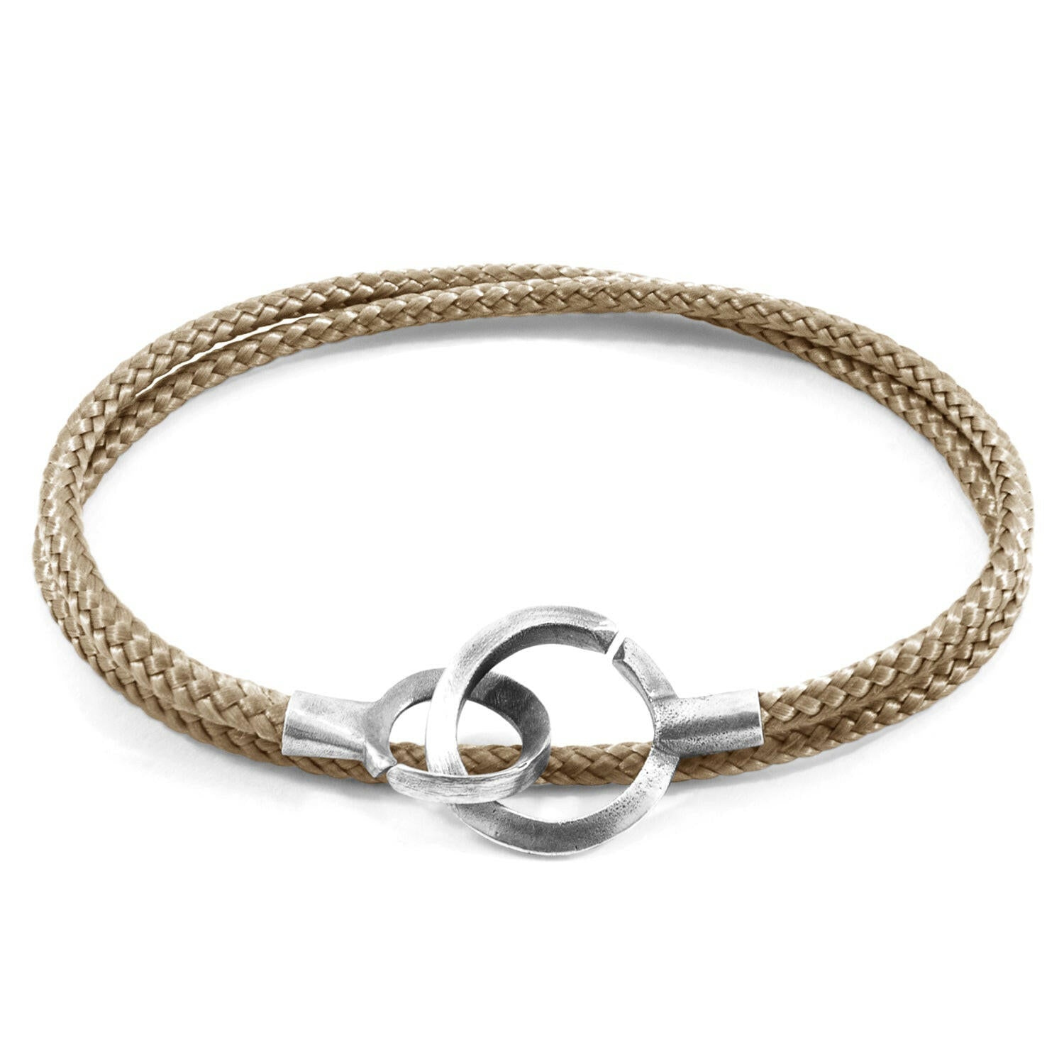 Sand Brown Montrose Silver and Rope Bracelet.