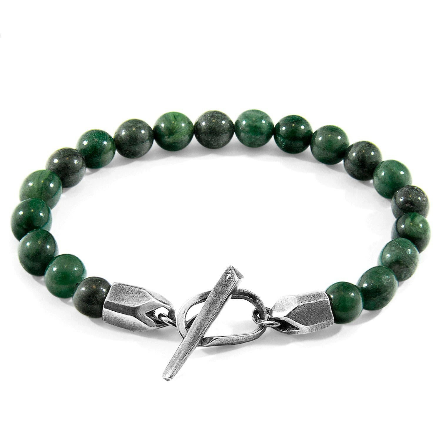 Green Jade Tinago Silver and Stone Beaded Bracelet.