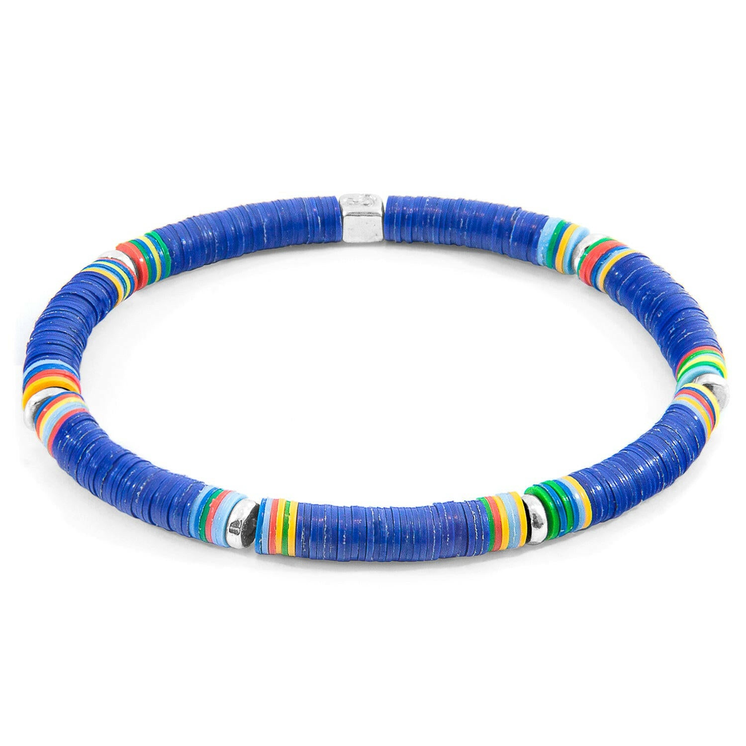 Blue Nakuru Silver and Vinyl Disc Bracelet.