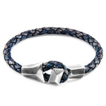 Indigo Blue Alderney Silver and Braided Leather Bracelet - Selectique 