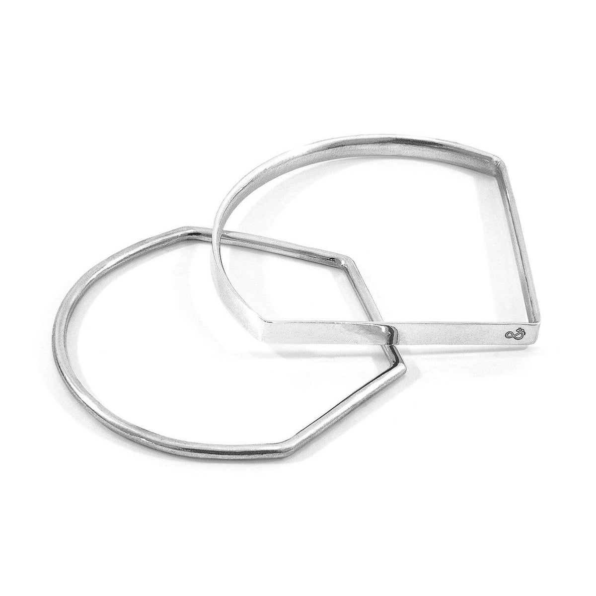 Rowe Half Circle Geometric Silver Bangle.