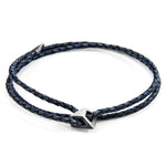 Indigo Blue Arthur Silver and Braided Leather SKINNY Bracelet.