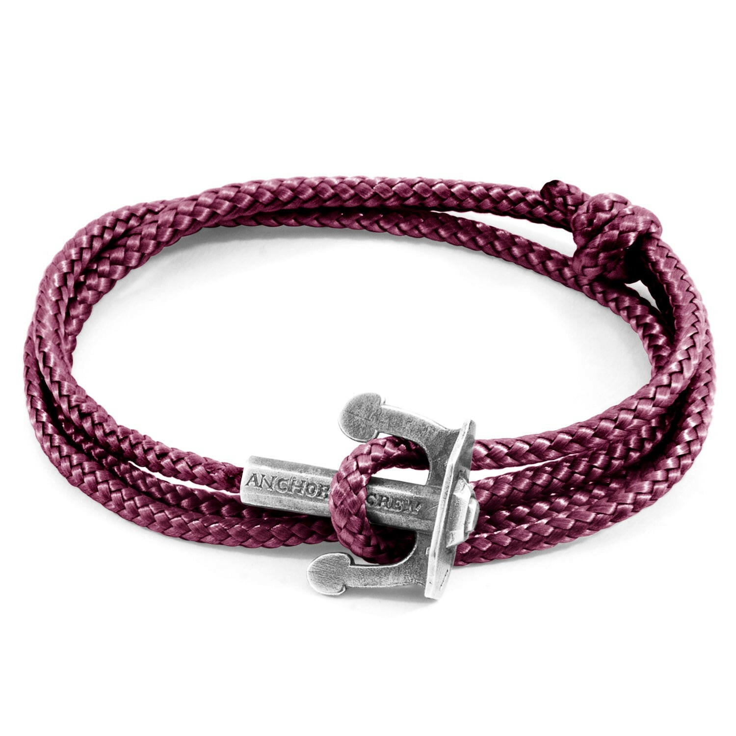 Aubergine Purple Union Anchor Silver and Rope Bracelet.