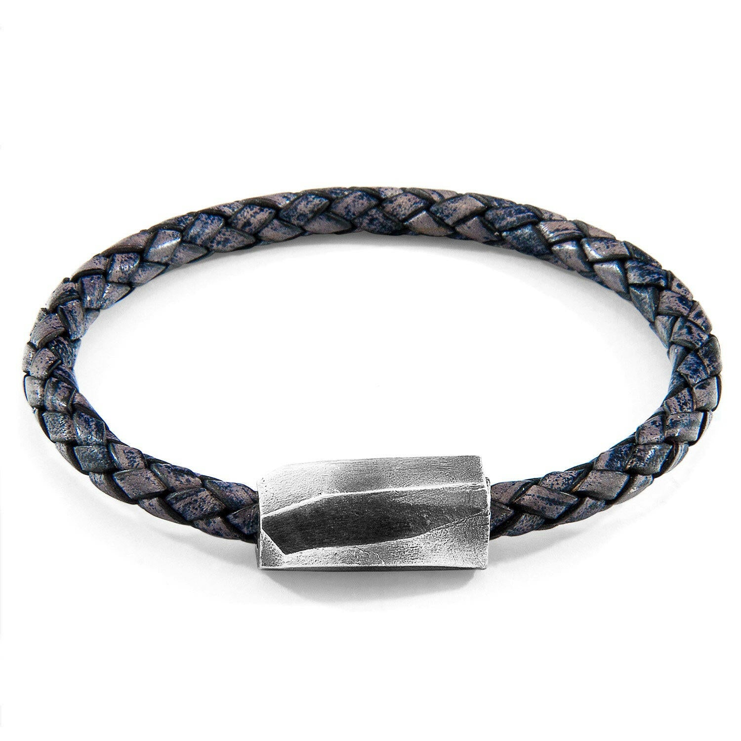 Indigo Blue Hayling Silver and Braided Leather Bracelet.