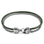 Racing Green Crossjack Mast Silver and Round Leather Bracelet.