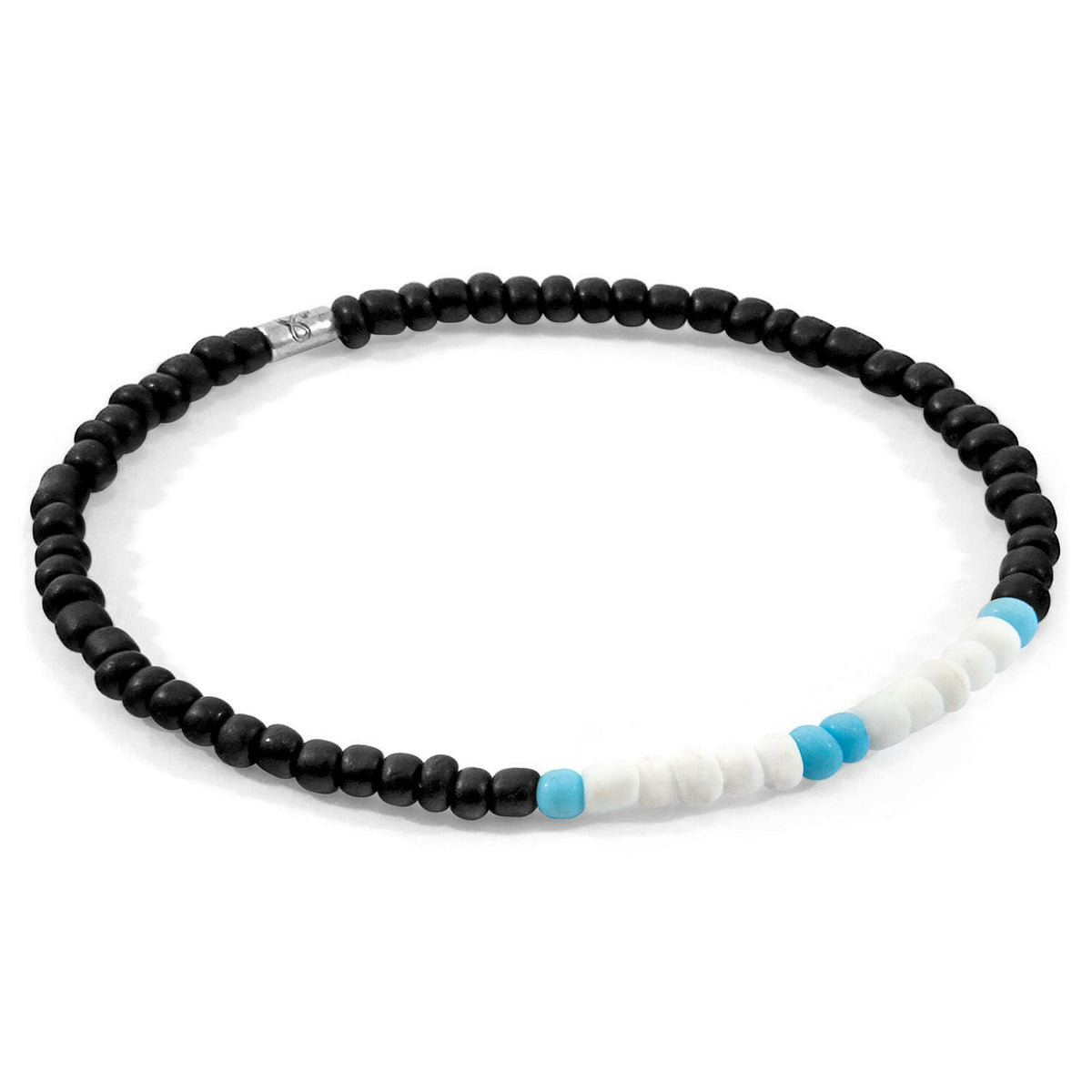 Turquoise - Black Henry Silver and Glass SKINNY Bracelet.