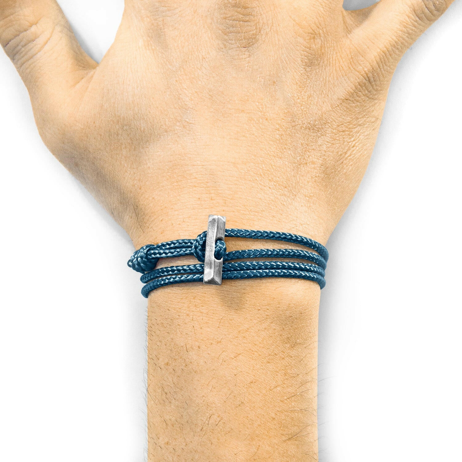 Ocean Blue Oxford Silver and Rope Bracelet.