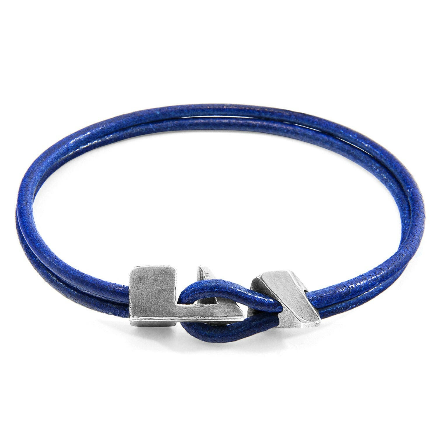 Azure Blue Brixham Silver & Leather Bracelet.