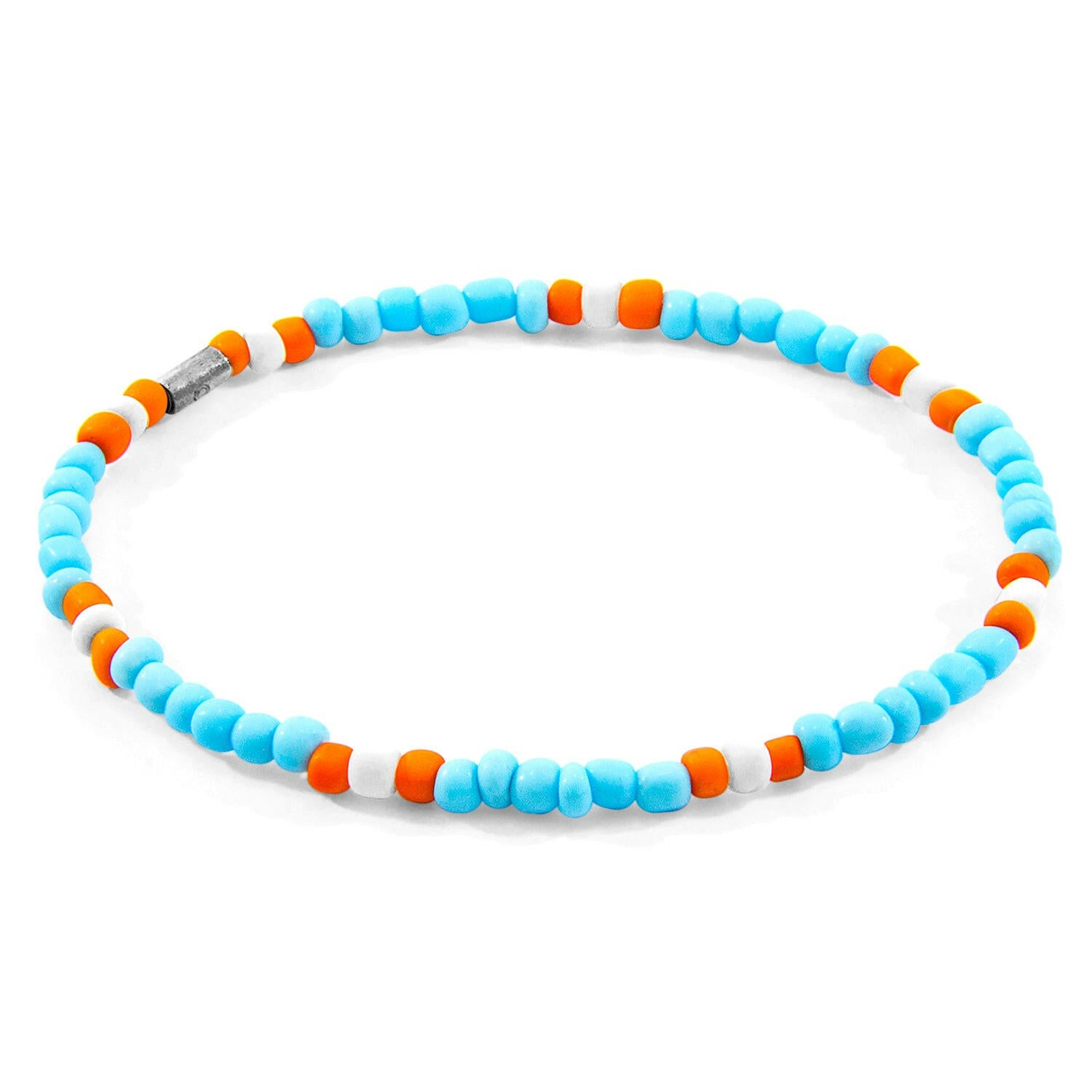 Turquoise - Orange Oscar Silver and Glass SKINNY Bracelet.