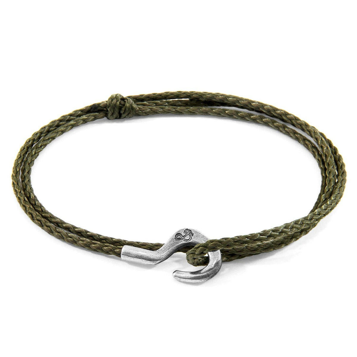 Khaki Green Charles Silver and Rope SKINNY Bracelet.